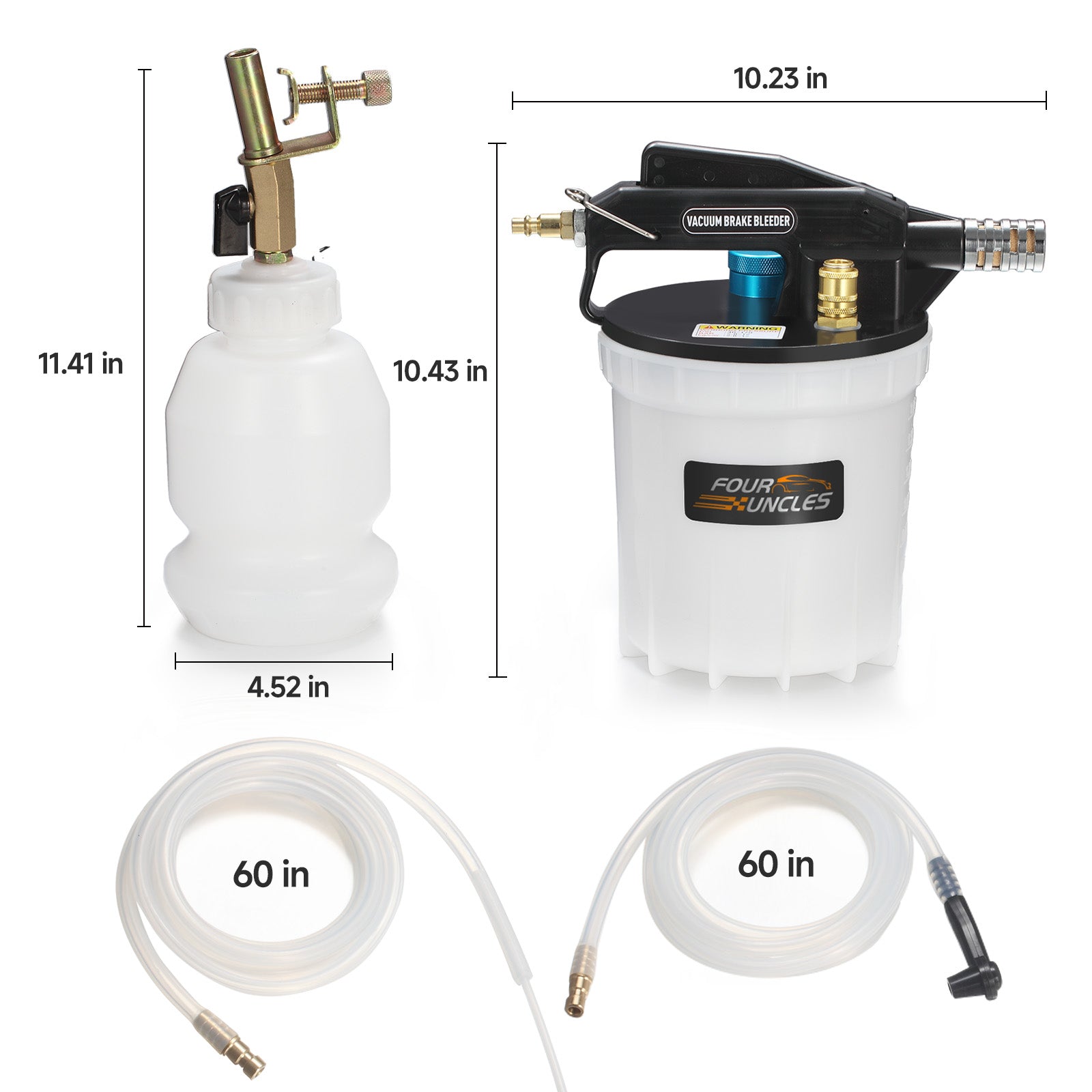 FOUR UNCLES 2L Brake Bleeder Vacuum Pump Kit - Pneumatic Brake Fluid Extractor with 1L Refilling Bottle for Automotive Bleeding, One-Person Operation