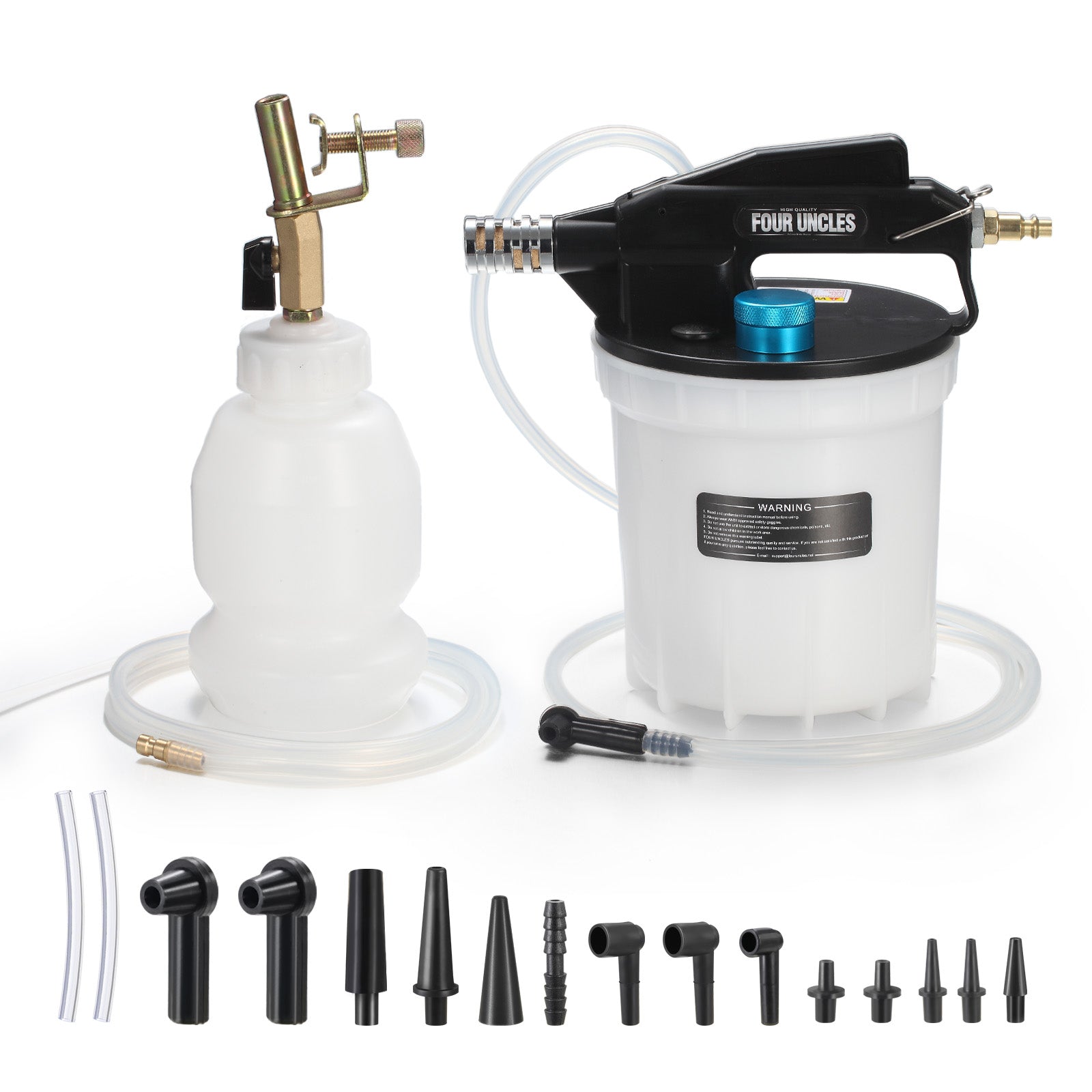 FOUR UNCLES 2L Brake Bleeder Vacuum Pump Kit - Pneumatic Brake Fluid Extractor with 1L Refilling Bottle for Automotive Bleeding, One-Person Operation